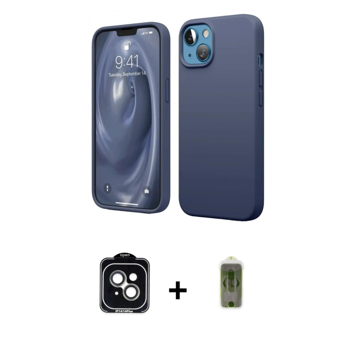 MARSİLYAN™- iPhone 14 Kılıf Kozmos Yansıma Özel Seri - Siyah Joko Magic 5D Hayalet Cam + PVD Metal Kamera Lens - YL