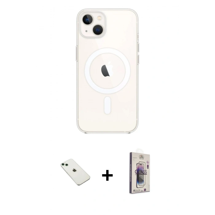 MARSİLYAN™- iPhone 14 Kılıf Kutup Klasik Serisi - Siyah Bilvis 3D Cam Ekran Koruyucu + Diamond Kamera Lens - YL