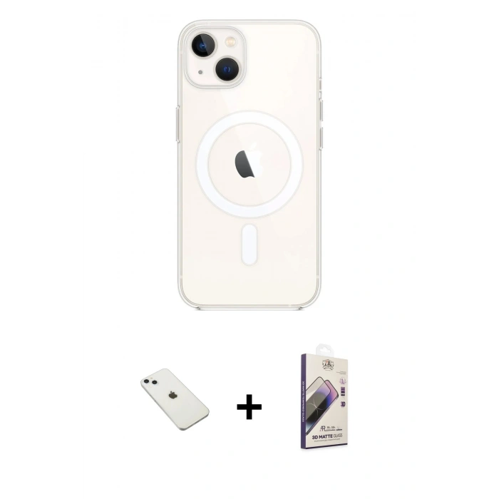 MARSİLYAN™- iPhone 14 Kılıf Kutup Klasik Serisi - Siyah Bilvis 3D Mat Cam Ekran Koruyucu + Diamond Kamera Lens - SABE