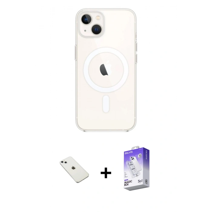 MARSİLYAN™- iPhone 14 Kılıf Kutup Klasik Serisi - Siyah Bilvis 5in1 3D Magic Cam Ekran Koruyucu + Diamond Kamera Lens - SABE