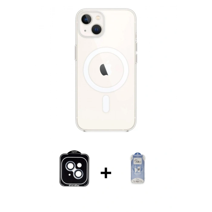 MARSİLYAN™- iPhone 14 Kılıf Kutup Klasik Serisi - Siyah Joko Magic 5D Cam + PVD Metal Kamera Lens - MI