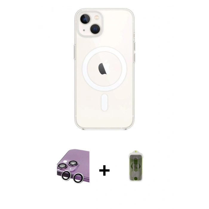 MARSİLYAN™- iPhone 14 Kılıf Kutup Klasik Serisi - Siyah Joko Magic 5D Hayalet Cam + Raze Metal Kamera Lens - GS