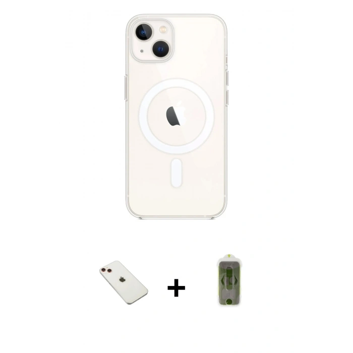 MARSİLYAN™- iPhone 14 Kılıf Kutup Klasik Serisi - Siyah Joko Magic 5D Hayalet Cam + Kırmızı Diamond Kamera Lens