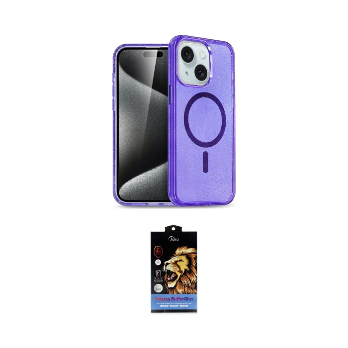 MARSİLYAN™- iPhone 14 Kılıf Nova Asil Prime - Siyah Buffer Hayalet Cam Ekran Koruyucu