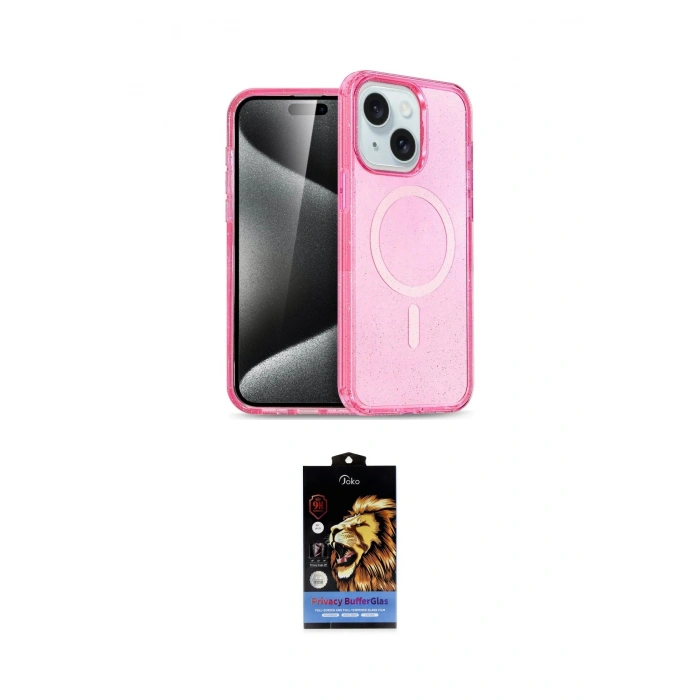MARSİLYAN™- iPhone 14 Kılıf Nova Asil Prime - Siyah Buffer Hayalet Cam Ekran Koruyucu