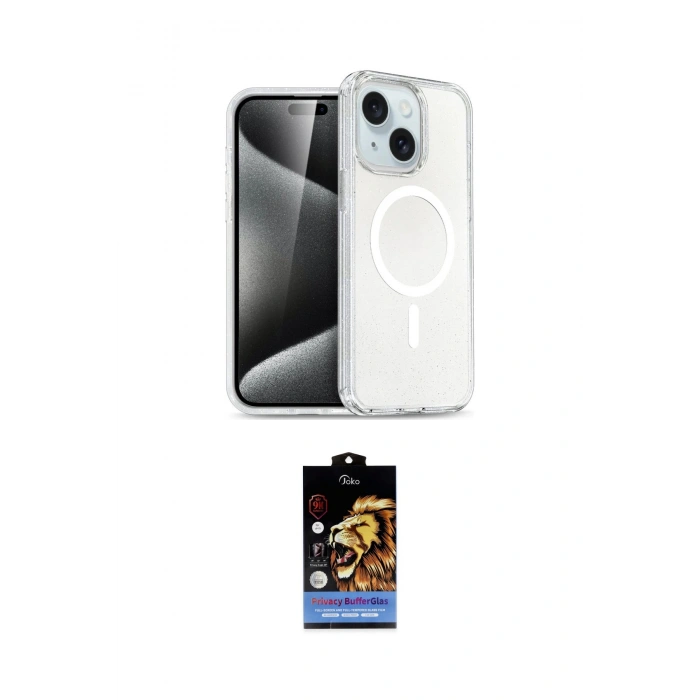 MARSİLYAN™- iPhone 14 Kılıf Nova Asil Prime - Siyah Buffer Hayalet Cam Ekran Koruyucu