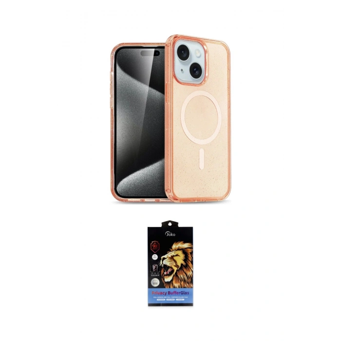 MARSİLYAN™- iPhone 14 Kılıf Nova Asil Prime - Siyah Buffer Hayalet Cam Ekran Koruyucu