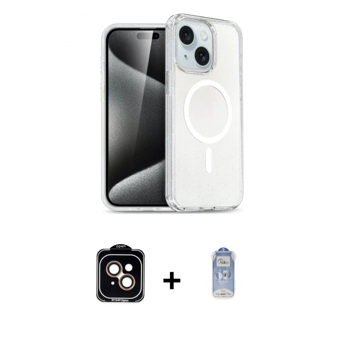 MARSİLYAN™- iPhone 14 Kılıf Nova Asil Prime - Siyah Joko Magic 5D Cam + PVD Metal Kamera Lens - TU