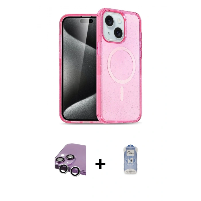 MARSİLYAN™- iPhone 14 Kılıf Nova Asil Prime - Siyah Joko Magic 5D Cam + Raze Metal Kamera Lens - GS