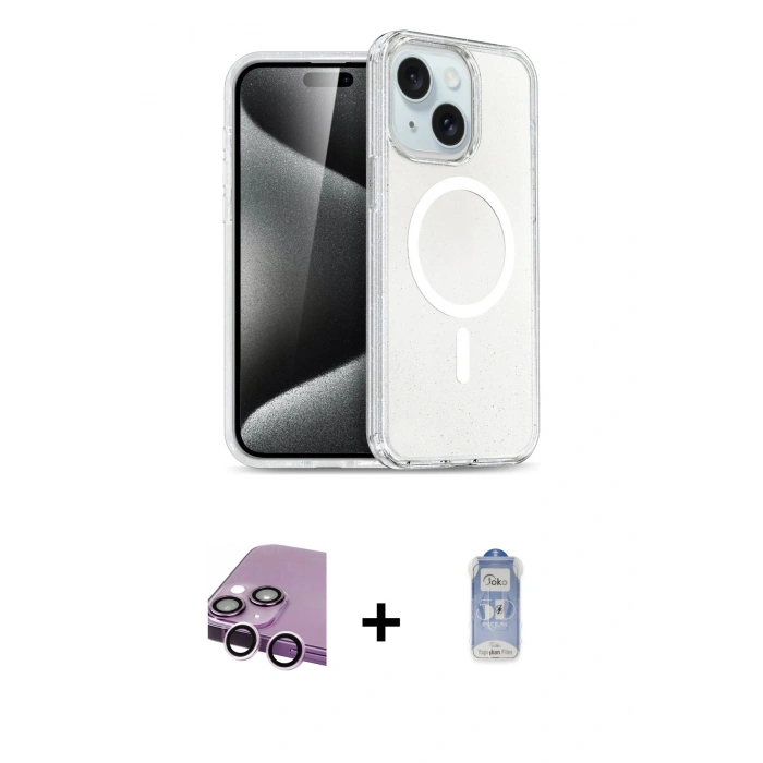 MARSİLYAN™- iPhone 14 Kılıf Nova Asil Prime - Siyah Joko Magic 5D Cam + Raze Metal Kamera Lens - MR