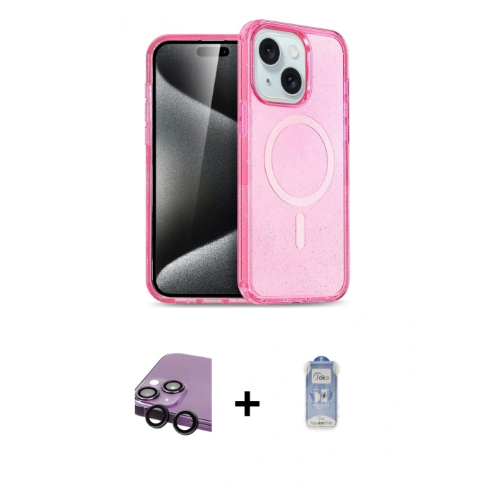 MARSİLYAN™- iPhone 14 Kılıf Nova Asil Prime - Siyah Joko Magic 5D Cam + Raze Metal Kamera Lens - SH