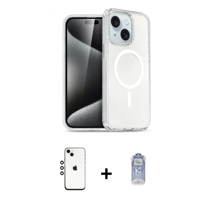 MARSİLYAN™- iPhone 14 Kılıf Nova Asil Prime - Siyah Joko Magic 5D Cam + Shine Kamera Lens - GS