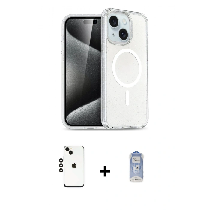 MARSİLYAN™- iPhone 14 Kılıf Nova Asil Prime - Siyah Joko Magic 5D Cam + Shine Kamera Lens - SH