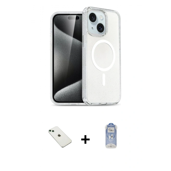 MARSİLYAN™- iPhone 14 Kılıf Nova Asil Prime - Siyah Joko Magic 5D Cam + Diamond Kamera Lens - YL