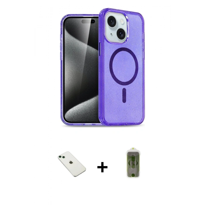 MARSİLYAN™- iPhone 14 Kılıf Nova Asil Prime - Siyah Joko Magic 5D Hayalet Cam + Diamond Kamera Lens - YL