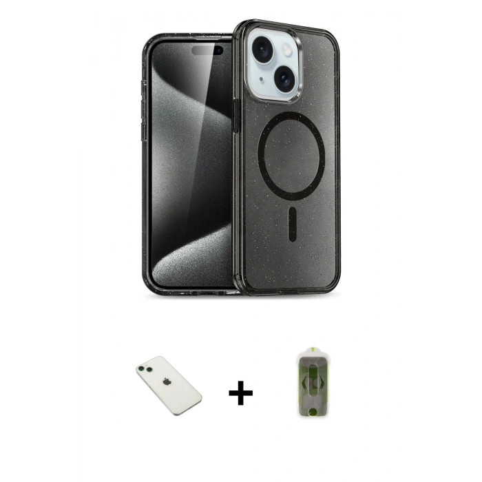 MARSİLYAN™- iPhone 14 Kılıf Nova Asil Prime - Siyah Joko Magic 5D Hayalet Cam + Diamond Kamera Lens - YL