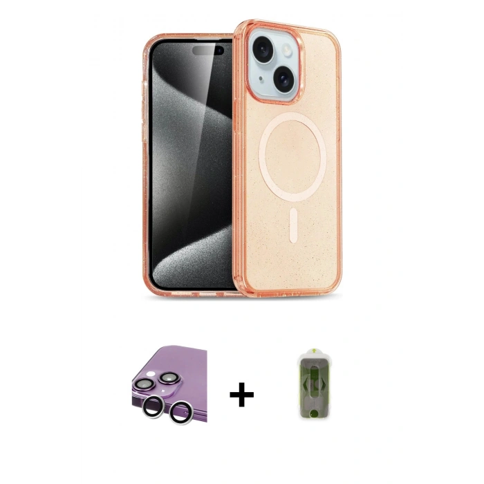 MARSİLYAN™- iPhone 14 Kılıf Nova Asil Prime - Siyah Joko Magic 5D Hayalet Cam + Raze Metal Kamera Lens - GS