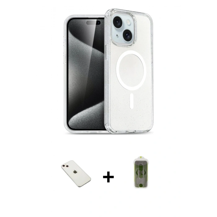 MARSİLYAN™- iPhone 14 Kılıf Nova Asil Prime - Siyah Joko Magic 5D Hayalet Cam + Diamond Kamera Lens - PE