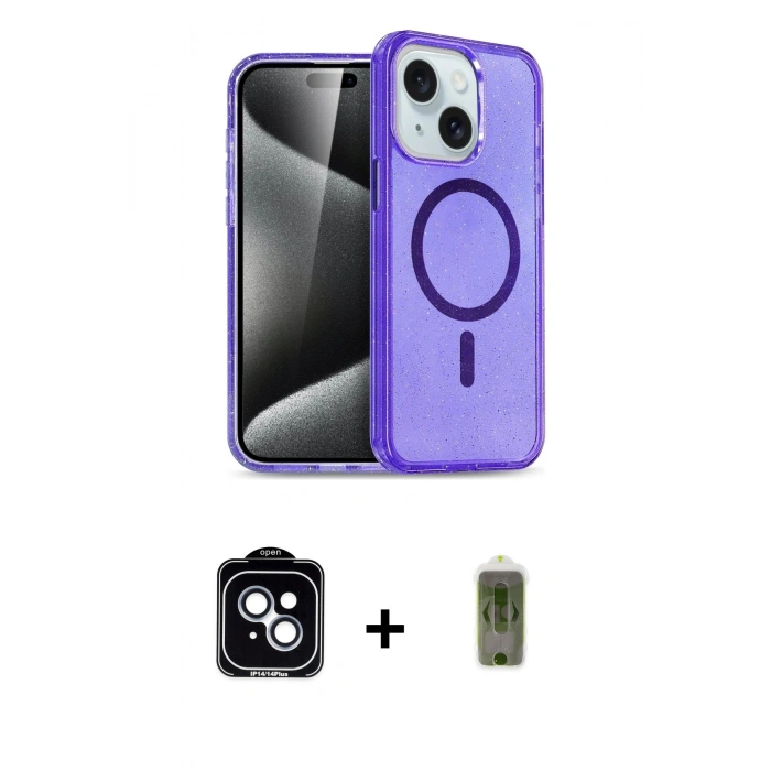 MARSİLYAN™- iPhone 14 Kılıf Nova Asil Prime - Siyah Joko Magic 5D Hayalet Cam + PVD Metal Kamera Lens - MI