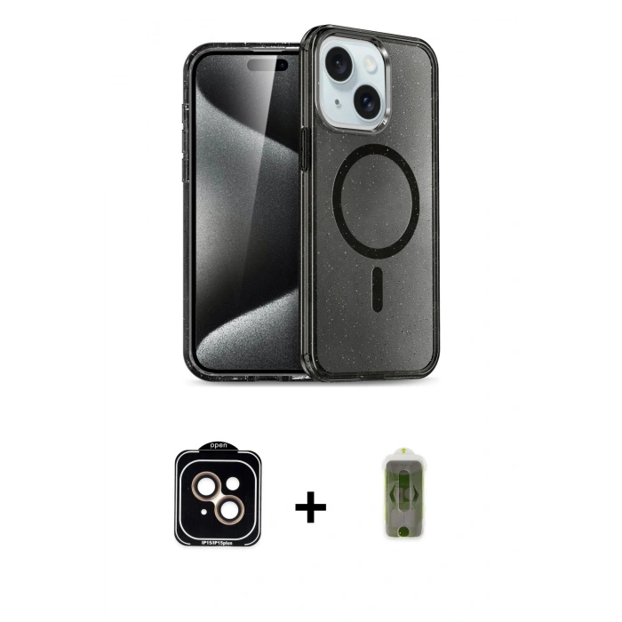 MARSİLYAN™- iPhone 14 Kılıf Nova Asil Prime - Siyah Joko Magic 5D Hayalet Cam + PVD Metal Kamera Lens - TU