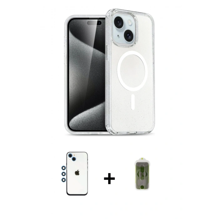 MARSİLYAN™- iPhone 14 Kılıf Nova Asil Prime - Siyah Joko Magic 5D Hayalet Cam + Shine Kamera Lens - MI
