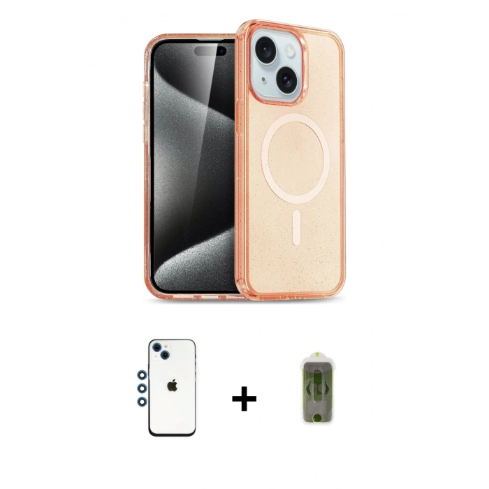 MARSİLYAN™- iPhone 14 Kılıf Nova Asil Prime - Siyah Joko Magic 5D Hayalet Cam + Shine Kamera Lens - MI