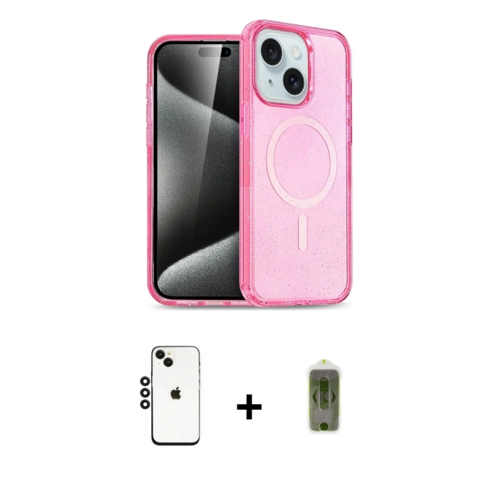 MARSİLYAN™- iPhone 14 Kılıf Nova Asil Prime - Siyah Joko Magic 5D Hayalet Cam + Shine Kamera Lens - SH