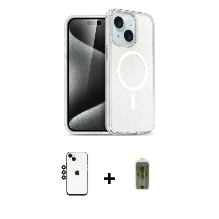 MARSİLYAN™- iPhone 14 Kılıf Nova Asil Prime - Siyah Joko Magic 5D Hayalet Cam + Shine Kamera Lens - SH