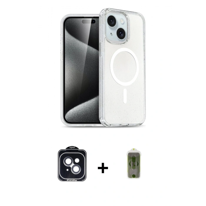 MARSİLYAN™- iPhone 14 Kılıf Nova Asil Prime - Siyah Joko Magic 5D Hayalet Cam + PVD Metal Kamera Lens - SH
