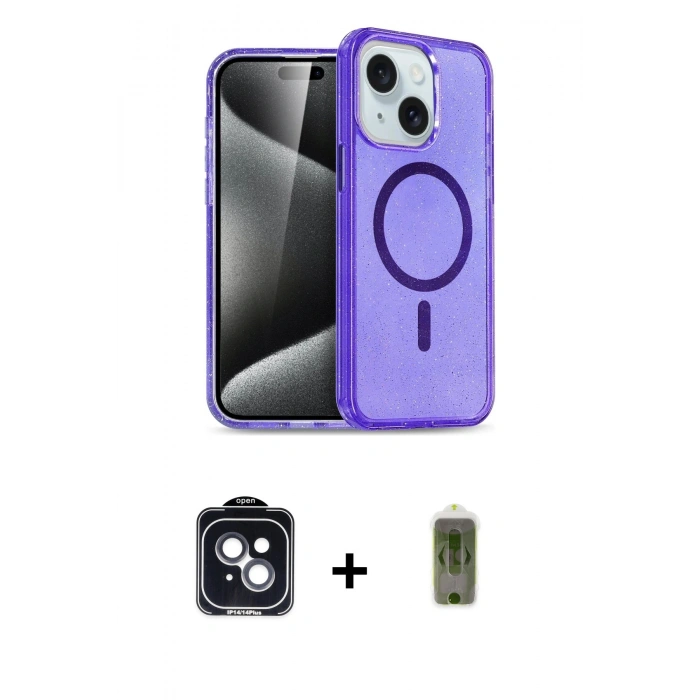 MARSİLYAN™- iPhone 14 Kılıf Nova Asil Prime - Siyah Joko Magic 5D Hayalet Cam + PVD Metal Kamera Lens - SH