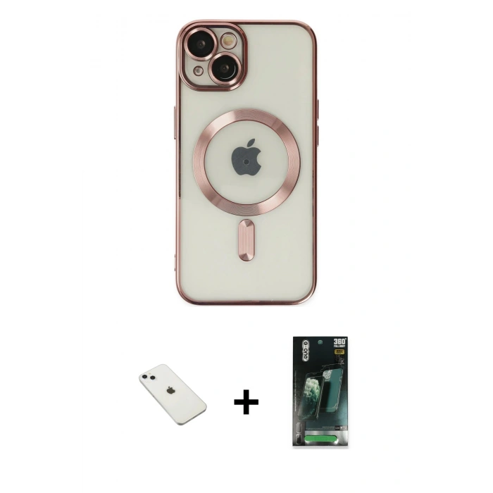 MARSİLYAN™- iPhone 14 Kılıf Nova Işık Özel Seri - Şeffaf 360 Full Body Arka Koruyucu + Diamond Kamera Lens - SABE