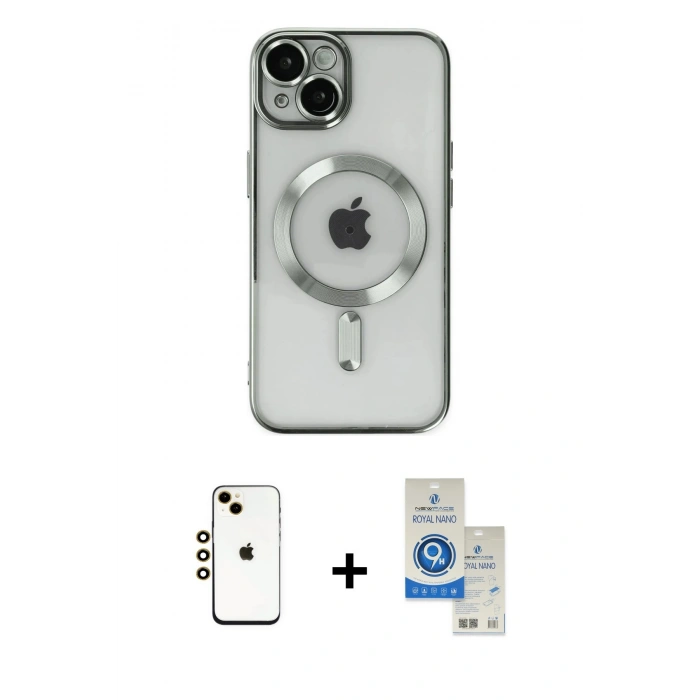 MARSİLYAN™- iPhone 14 Kılıf Nova Işık Özel Seri - Şeffaf Royal Nano Ekran Koruyucu + Shine Kamera Lens - GD