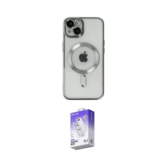 MARSİLYAN™- iPhone 14 Kılıf Nova Işık Özel Seri - Siyah Bilvis 5in1 3D Magic Cam Ekran Koruyucu