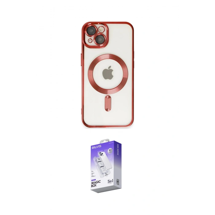MARSİLYAN™- iPhone 14 Kılıf Nova Işık Özel Seri - Siyah Bilvis 5in1 3D Magic Cam Ekran Koruyucu