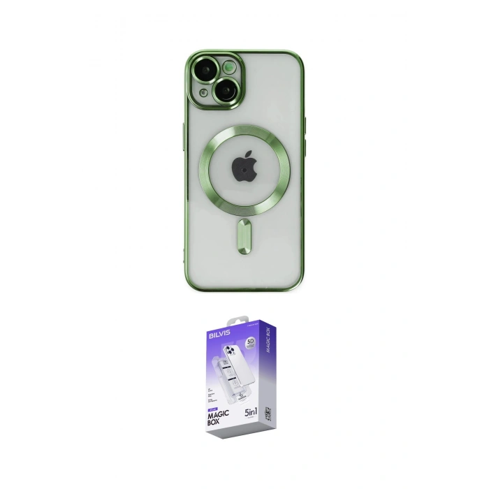 MARSİLYAN™- iPhone 14 Kılıf Nova Işık Özel Seri - Siyah Bilvis 5in1 3D Magic Cam Ekran Koruyucu