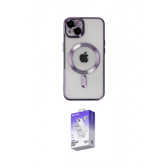 MARSİLYAN™- iPhone 14 Kılıf Nova Işık Özel Seri - Siyah Bilvis 5in1 3D Magic Cam Ekran Koruyucu