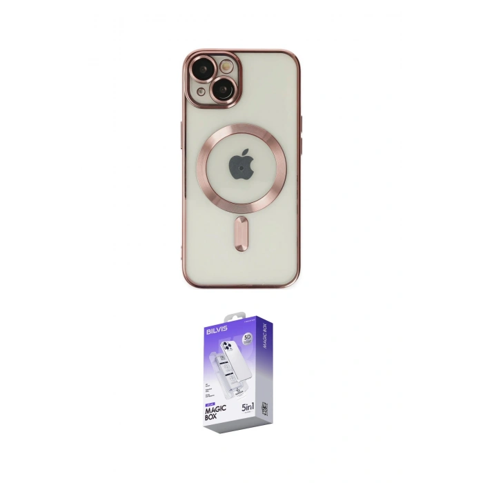 MARSİLYAN™- iPhone 14 Kılıf Nova Işık Özel Seri - Siyah Bilvis 5in1 3D Magic Cam Ekran Koruyucu