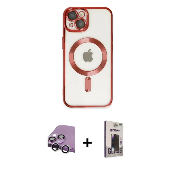 MARSİLYAN™- iPhone 14 Kılıf Nova Işık Özel Seri - Siyah Bilvis Hayalet Cam Ekran Koruyucu + Raze Metal Kamera Lens - GS