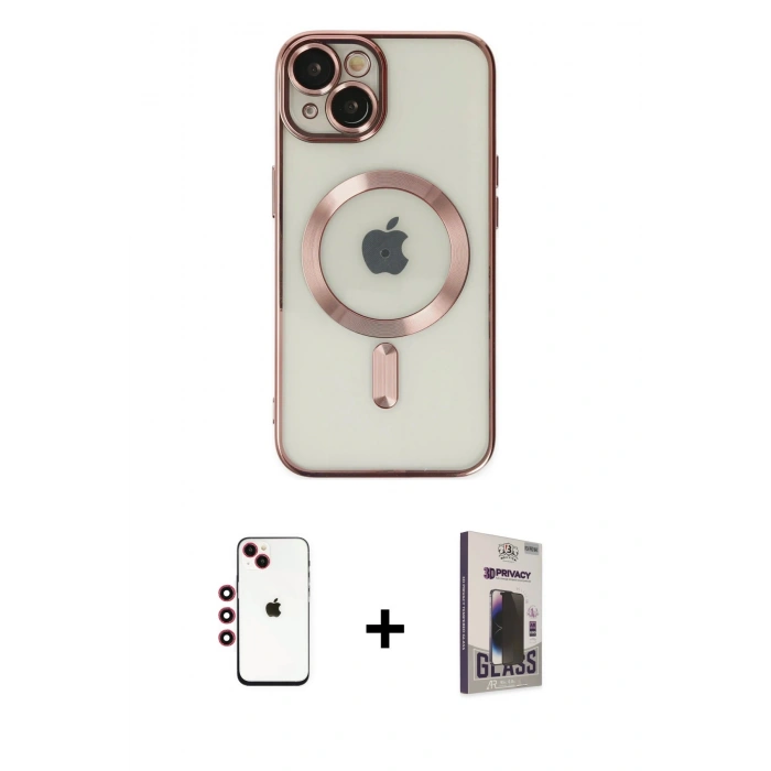 MARSİLYAN™- iPhone 14 Kılıf Nova Işık Özel Seri - Siyah Bilvis Hayalet Cam Ekran Koruyucu + Shine Kamera Lens - KI