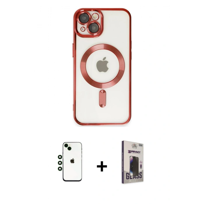 MARSİLYAN™- iPhone 14 Kılıf Nova Işık Özel Seri - Siyah Bilvis Hayalet Cam Ekran Koruyucu + Shine Kamera Lens - YL