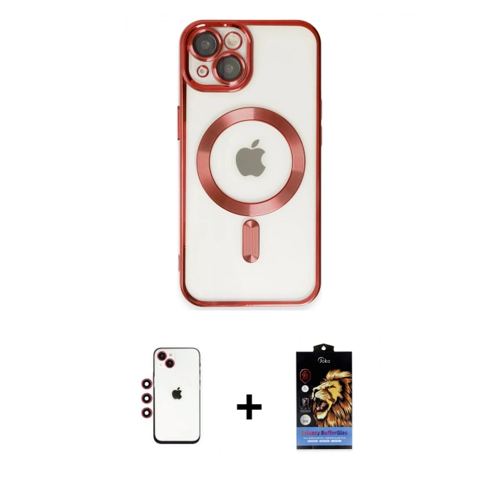 MARSİLYAN™- iPhone 14 Kılıf Nova Işık Özel Seri - Siyah Buffer Hayalet Cam Ekran Koruyucu + Shine Kamera Lens - KI