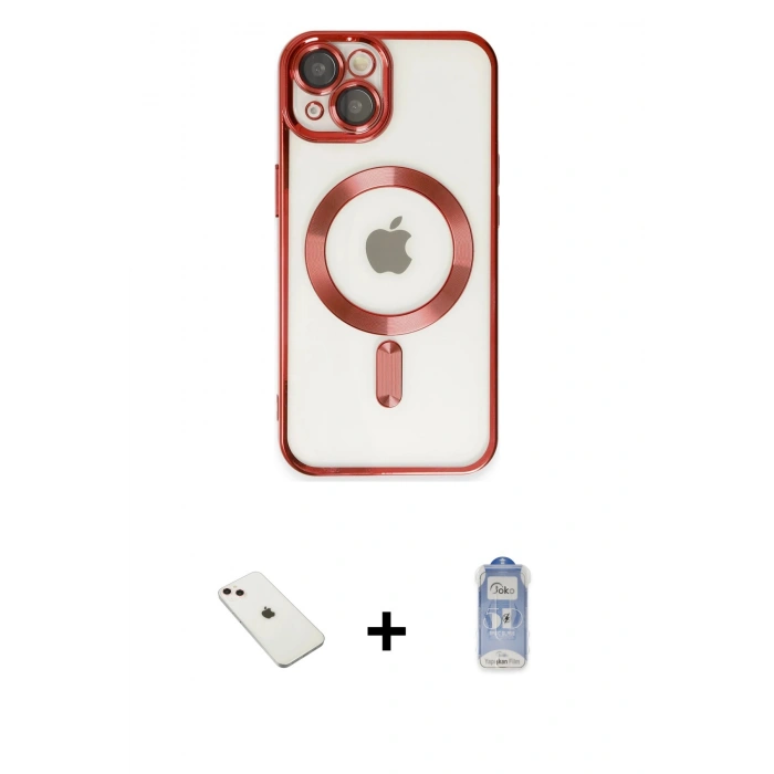 MARSİLYAN™- iPhone 14 Kılıf Nova Işık Özel Seri - Siyah Joko Magic 5D Cam + Diamond Kamera Lens - PE