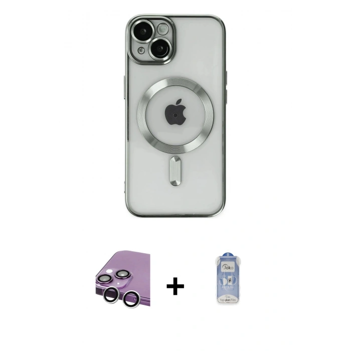 MARSİLYAN™- iPhone 14 Kılıf Nova Işık Özel Seri - Siyah Joko Magic 5D Cam + Raze Metal Kamera Lens - GS