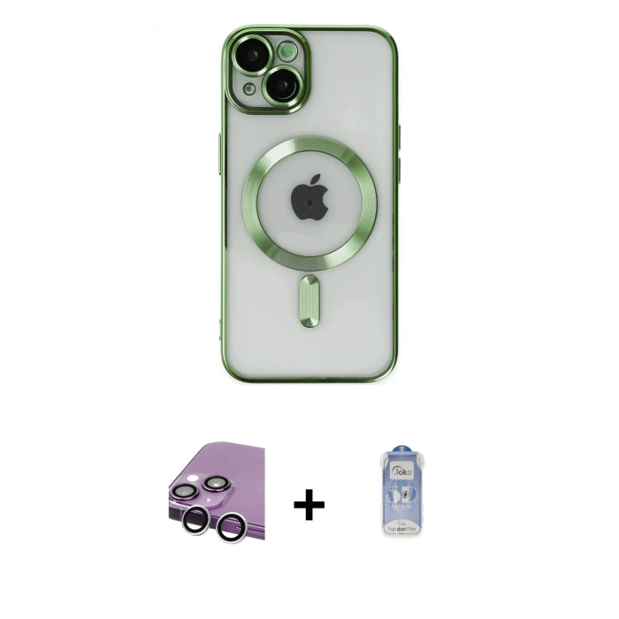 MARSİLYAN™- iPhone 14 Kılıf Nova Işık Özel Seri - Siyah Joko Magic 5D Cam + Raze Metal Kamera Lens - GS