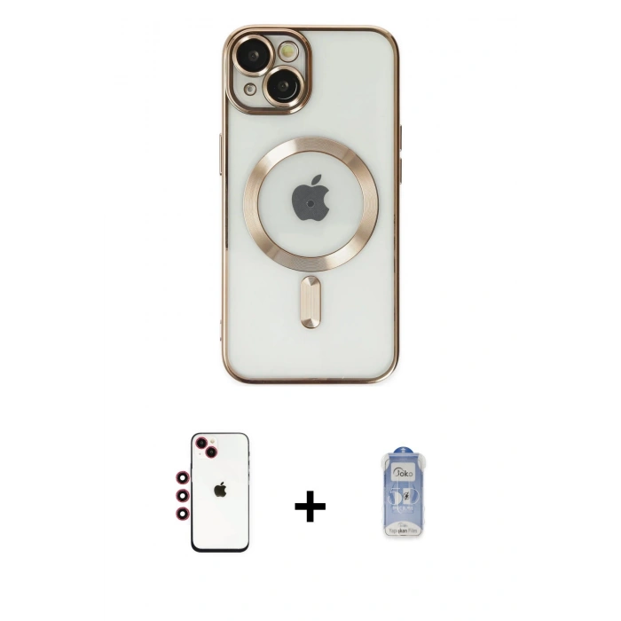 MARSİLYAN™- iPhone 14 Kılıf Nova Işık Özel Seri - Siyah Joko Magic 5D Cam + Shine Kamera Lens - KI