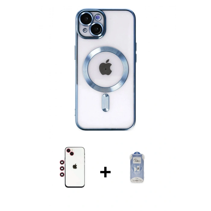 MARSİLYAN™- iPhone 14 Kılıf Nova Işık Özel Seri - Siyah Joko Magic 5D Cam + Shine Kamera Lens - KI