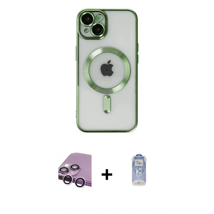 MARSİLYAN™- iPhone 14 Kılıf Nova Işık Özel Seri - Siyah Joko Magic 5D Cam + Raze Metal Kamera Lens - MR