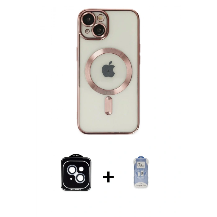 MARSİLYAN™- iPhone 14 Kılıf Nova Işık Özel Seri - Siyah Joko Magic 5D Cam + PVD Metal Kamera Lens - MI