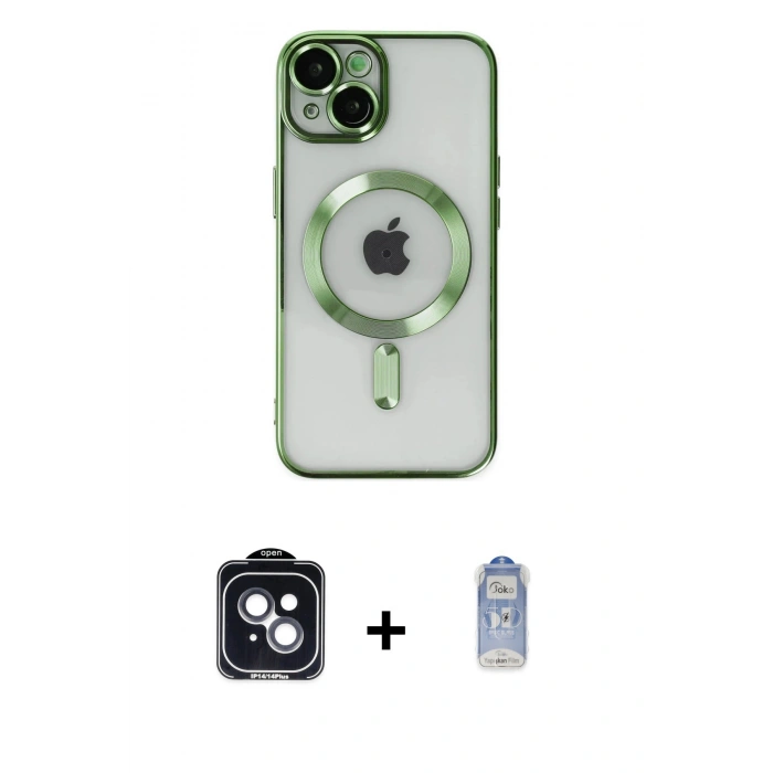 MARSİLYAN™- iPhone 14 Kılıf Nova Işık Özel Seri - Siyah Joko Magic 5D Cam + PVD Metal Kamera Lens - SH