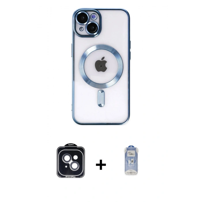 MARSİLYAN™- iPhone 14 Kılıf Nova Işık Özel Seri - Siyah Joko Magic 5D Cam + PVD Metal Kamera Lens - SH
